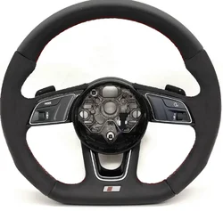 For Audi A3 8P Alcantara Leather Red Stitching S/RS Logo Steering Wheel With Key Frame Base Assembly