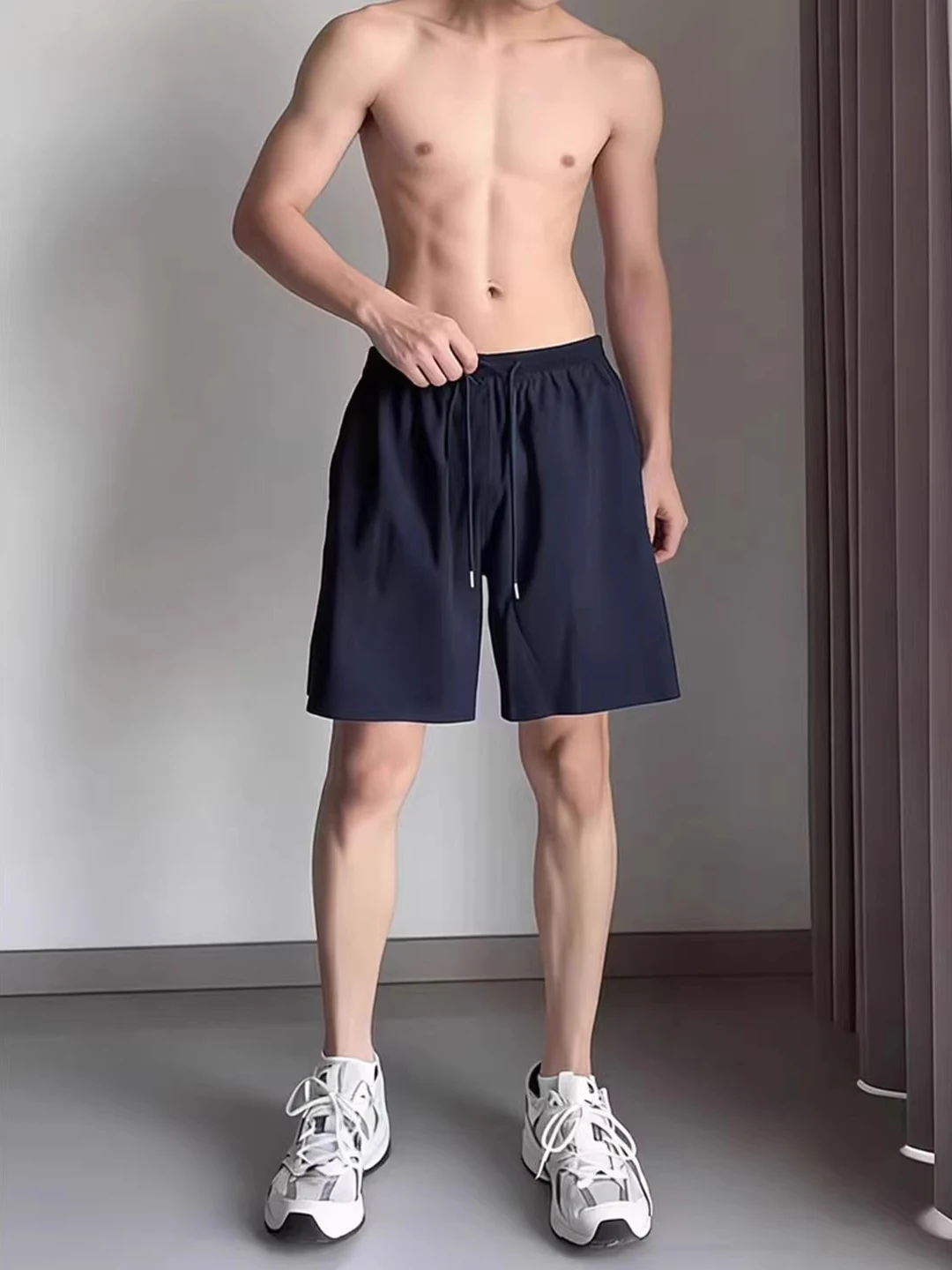 

Qui Dry Nylon orts Men's Fitn Sport Pants American Sle Five-Quarter Length Middle Waist Loose Fit Youth M