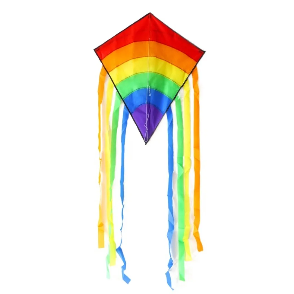 Cerf-volant arc-en-ciel coloré facile à voler, avec queues multiples, ligne de cerf-volant de 80 mètres, cerf-volant Ripstop pour enfants, cadeau pour enfants, jouet volant en plein air