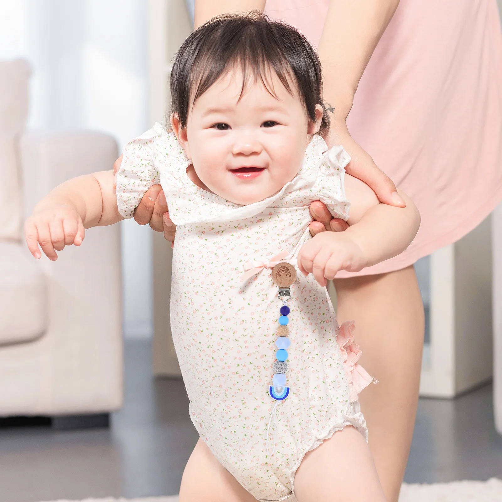 

1pc Beech Clip Anti-Lost Baby Teether Holder Pacifier Chain Silicone Teether Newborn Pacifier Chain Baby Feeding