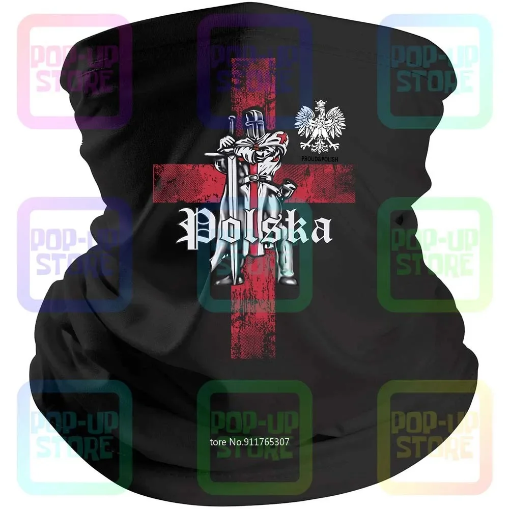 Mens Poland Polska Knight Proud And Polish Loyalty Print Ts144 Black Bandana Balaclava Scarf Neck Gaiter Mouth Cover