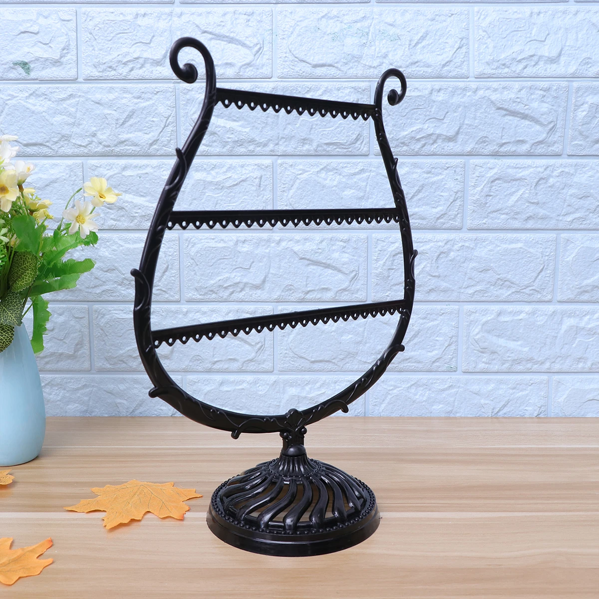 

Винтажная подставка для сережек-арфы, черный простой нежный дизайн, органайзер для ювелирных изделий для туалетного столика, держатель для орнаментов, стойка для ювелирных изделий