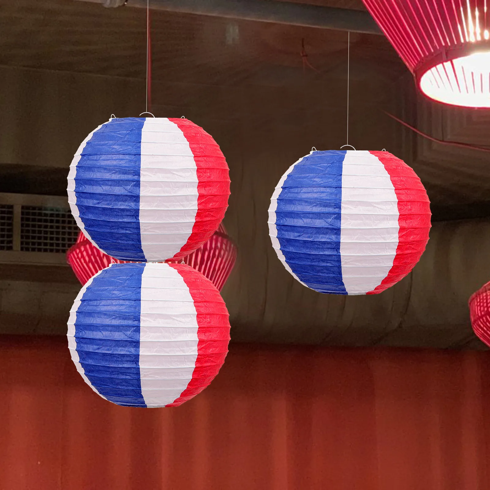 

4 Pcs Outdoor Tricolor Lantern Bride Lanterns Paper Hanging Decorations Pendants
