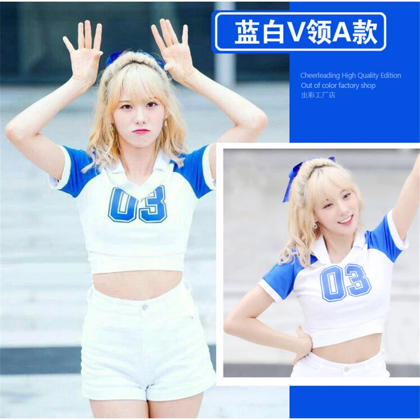 Koreanische Frauen Team Kostüme High School Mädchen Fußball Basketball Baby Cheerleader Kostüm Sport Jubel Uniform Top mit Rock