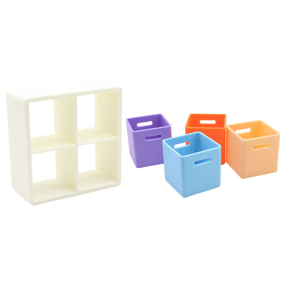 

1 Set Miniature Dollhouse Storage Box Mini Storage Rack Tiny Containers Modular Design Plastic Safe Family Bonding Toy Mini