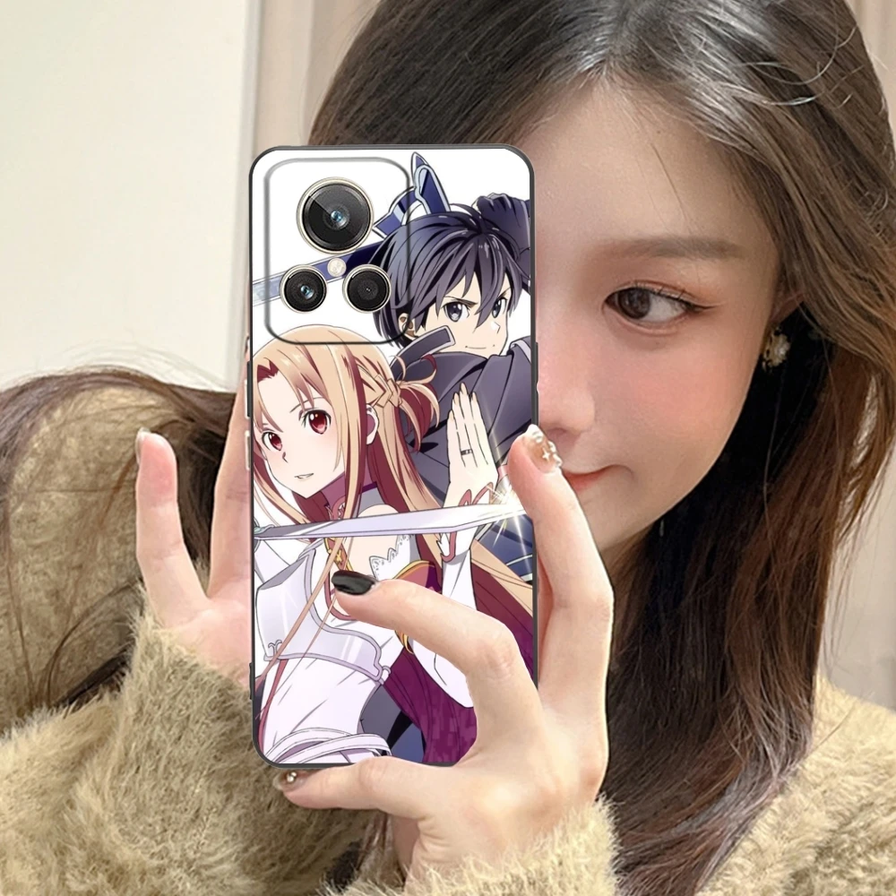 SAO Kirito Asuna Mobile Cell Phone Case for Realme GT 2 9i 8i 7i Pro X50 X2 C35 C21 C20 C11 C3 Black Soft Phone Cover Shell