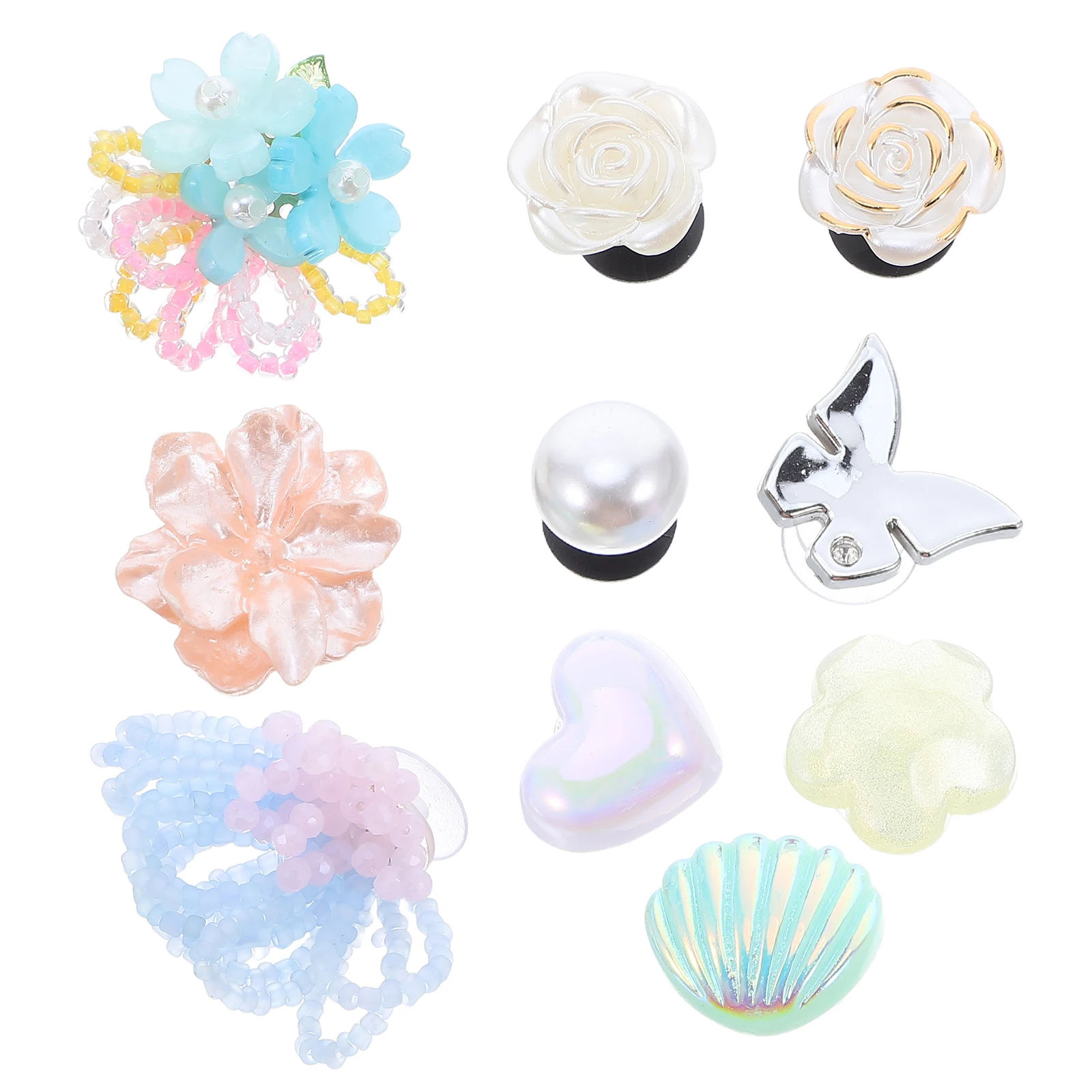 

10 Pcs Crystal Shoe Flower Set Decorations Buckle Decorative Clip Clips Charms Elegant for Sneakers Pearl Miss