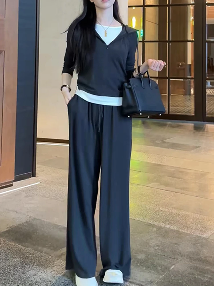 

Slim Fit Color Blo Hoodie Straight Leg Pants Set Women's Unique Design Casual Faion Autumn New Arrival Breathable Medium ...