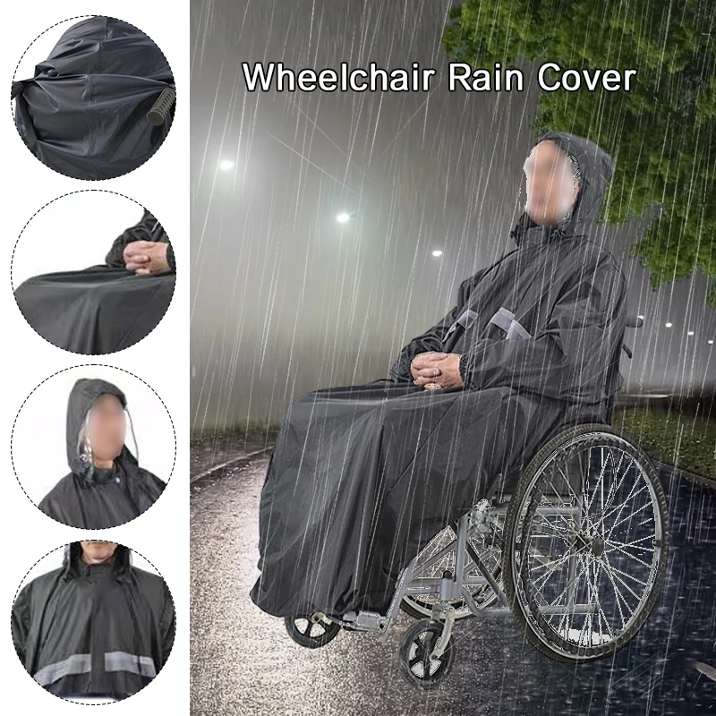 

Adult Premium Packable Wheelchair Poncho Waterproof Full Cover Rain Jacket for Wheelchairs or Scooters Lightweight Poncho Cloak