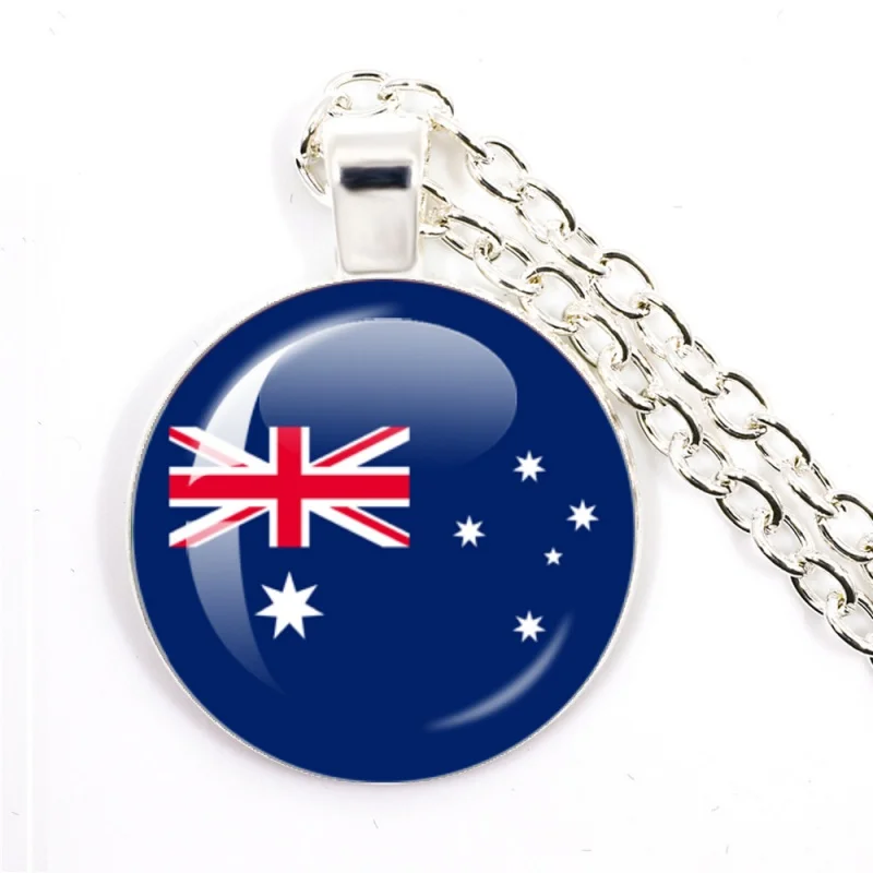 Brazil, Switzerland, United States, Qatar, Canada, Australia Glass Cabochon National Flag 25mm Necklace Pendent Jewelry Gift