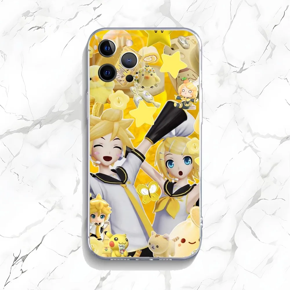 KagamineS Rin Len Phone Case For iPhone 16,15,14,13,12,11 Plus,Pro,Max,XR,XS,X,7,8 Plus,SE,Mini Transparent Silicone Soft