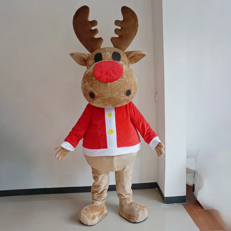 새로운 순록 마스코트 의상 애니메이션 사슴 코스프레 성인 키트 마스코트 테마 멋진 드레스 동물 카니발 소품 크리스마스 파티 선물