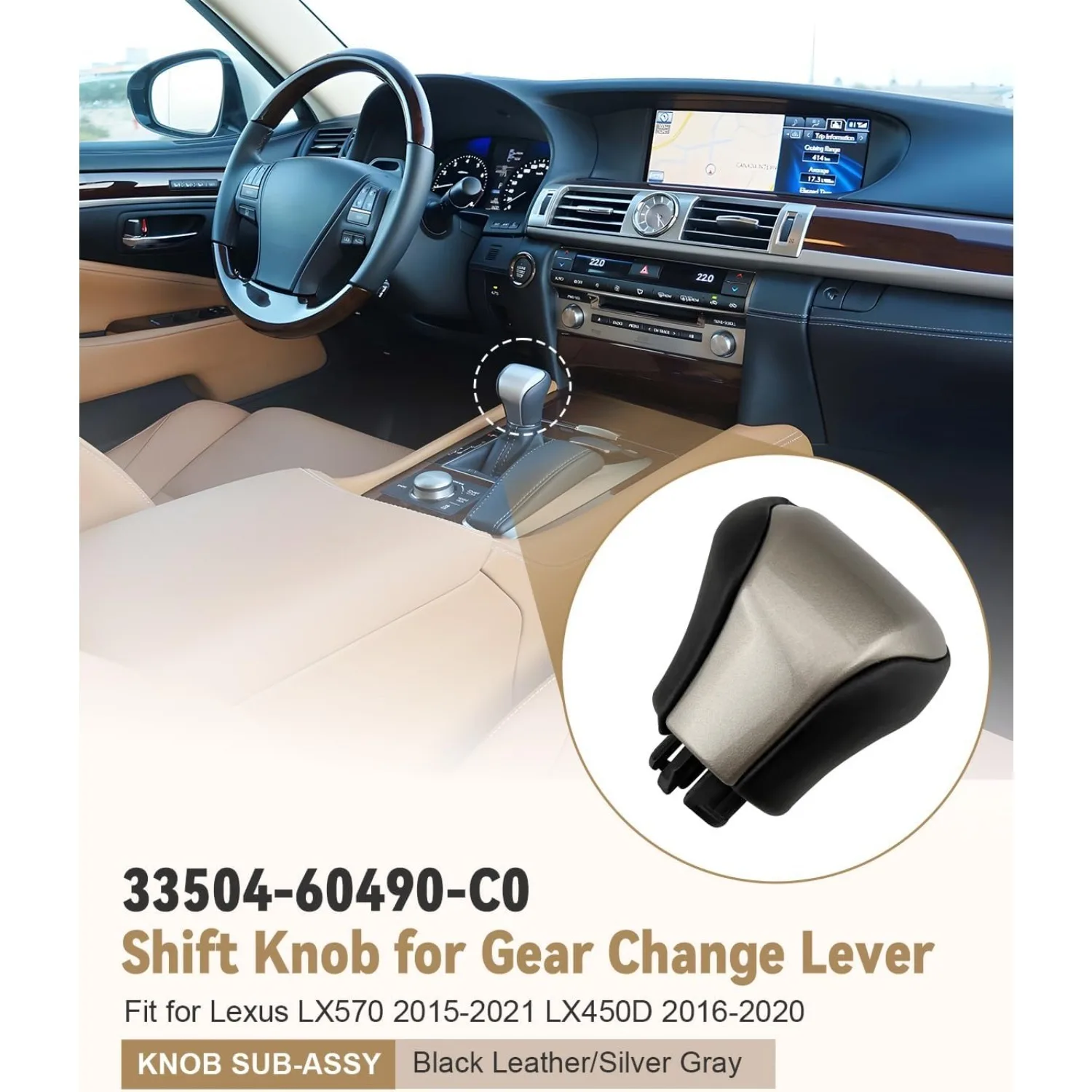Gear Shift Knob Gearbox Shifter Fit for Lexus LX570 LS460 LS460L LS600hL LS600 Replace 33504-50320, 33504-50340, 33504-60490-C0