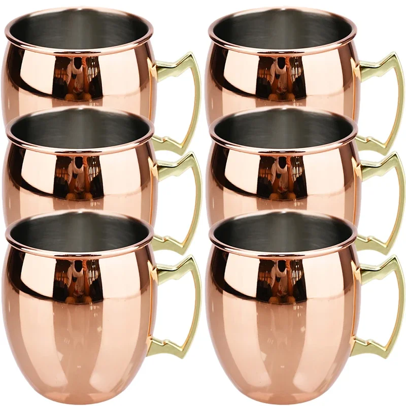 

New Cocktail Wine Cup Moscow Mule Mug 550ml Stainless Steel Beer Hammered Copper Plated Cup Coffee Bar Drinkware for Ramadan