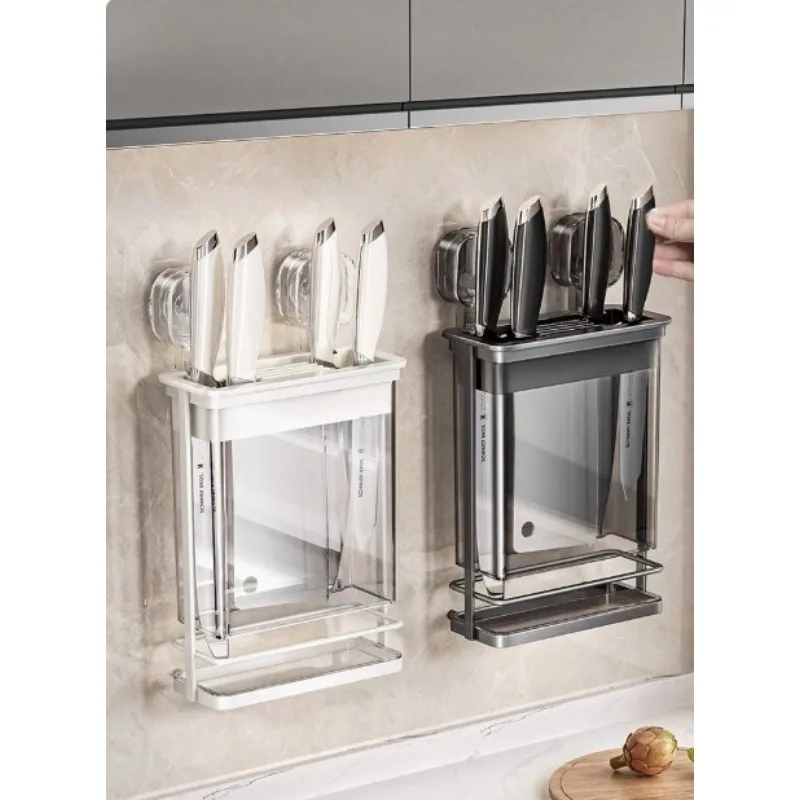 

Kitchen Suction Cup Knife Holder Wall-mounted Multifunctional Household Kitchen Knife Holder Chopstick Cartridge Integrated