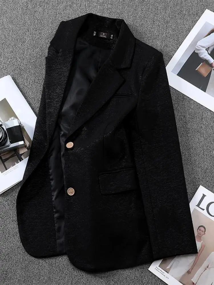 

Vintage Women Elegant Temperament Single Breasted Blazer Jacket Korean Fashion Spring Autumn Office Lady Versatile Coat Clothes