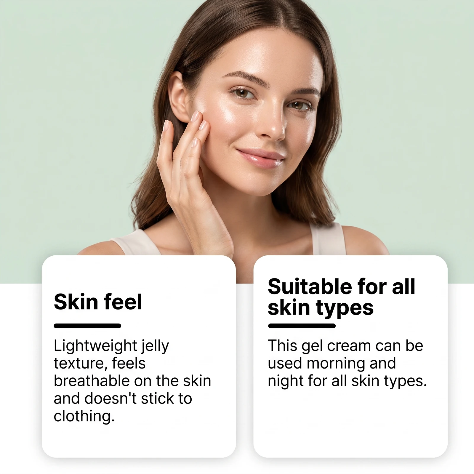 Plant‑Infused Face Gel Cream Replenish Water Calm Tired Complexion For Sensitive Skin Aloe Green Tea Lightweight Gel Moisturizer