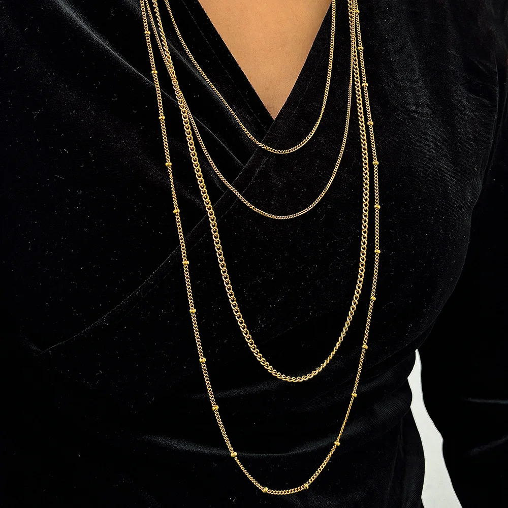 

Boho Cross Chain and Bead Chain Multi Necklace Set, Waterproof and Fadeproof, Women's Jewelry, Wedding Party Favors