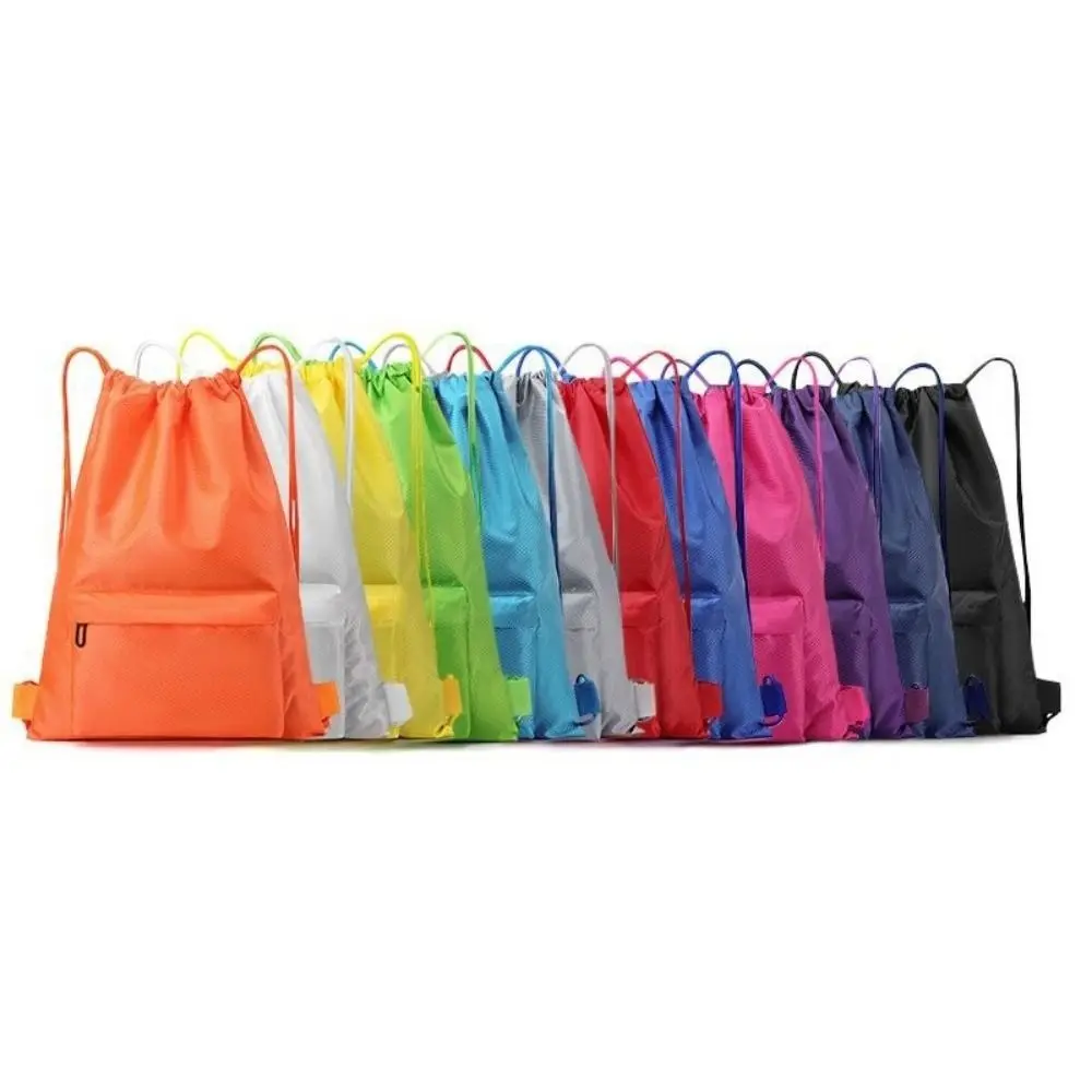 Solid Color Drawstring Gym Bag Waterproof Large Capacity Fitness Bag Quick Drying Adjustable Straps Sports Backpack Unisex