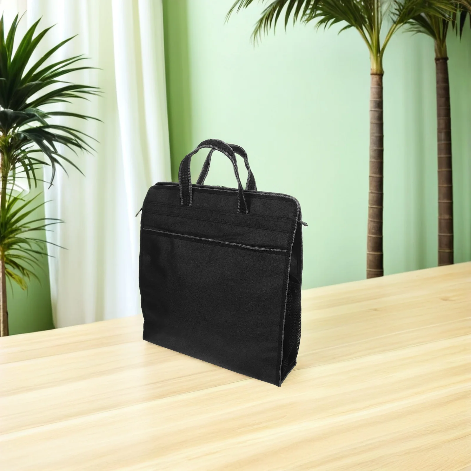 

Business Document Bag Briefcase Oxford Fabric Portable Office Folder Organizer Lockable Zipper Handle Travel File Tote