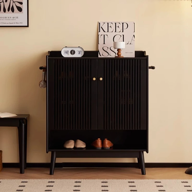Black Wooden Shoes Rack Luxury Modern Living Room Entrance Shoes Rack Storage System Meuble De Rangement Cabinet Furniture