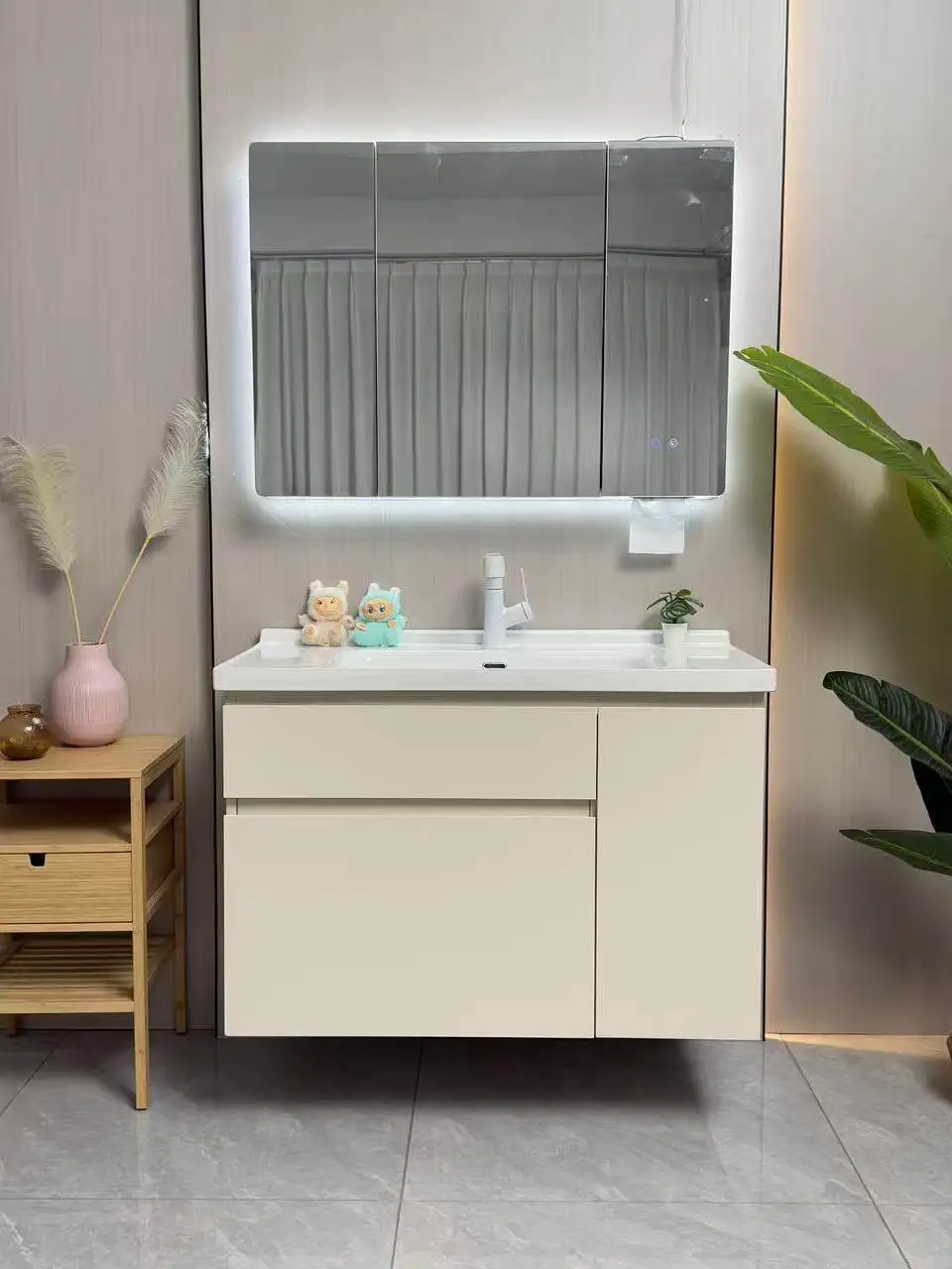

Basket combination bathroom cabinet, ceramic basin, sink with mirror cabinet, locker