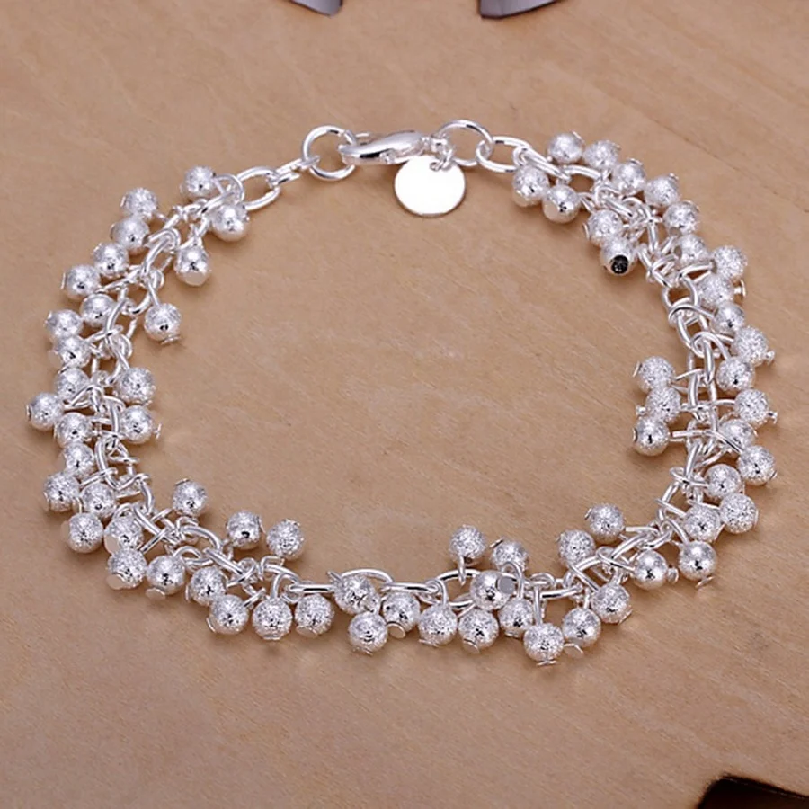 

Fashion Popular Product 925 Sterling Silver Jewelry Charm Women Chain Beads Grapes Bracelet Free Shipping Hot Sale Cute Gift