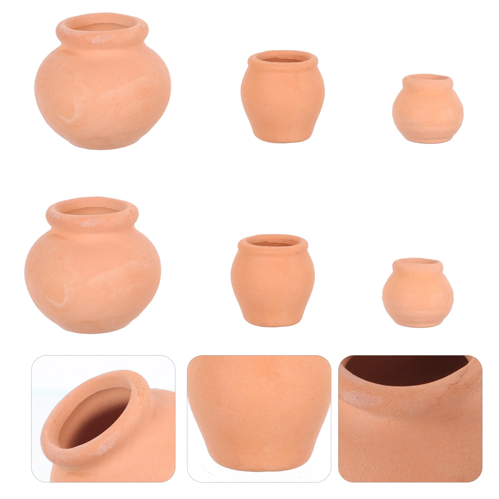 

6 Pcs Mini Thumb Planter Small Pots Terracotta Faux Plants Indoor Design Flowerpots Succulent Adornment