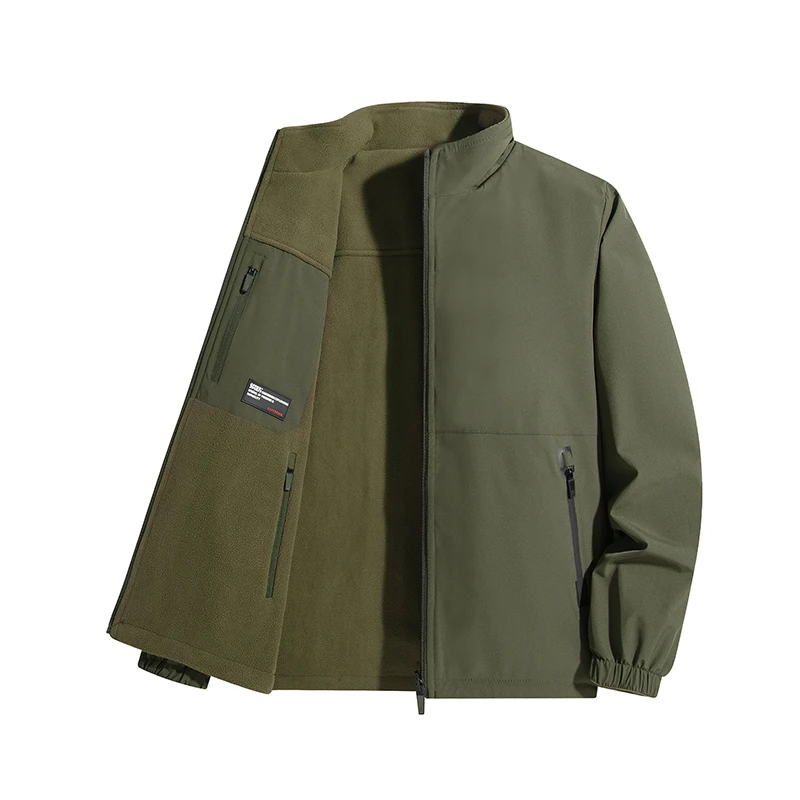 Plus Size Winter Jackets Men Winter Fleece Liner Outdoors Windproof Cotton Padded Jackets Male Travel Thick Warm Parka Overcoat