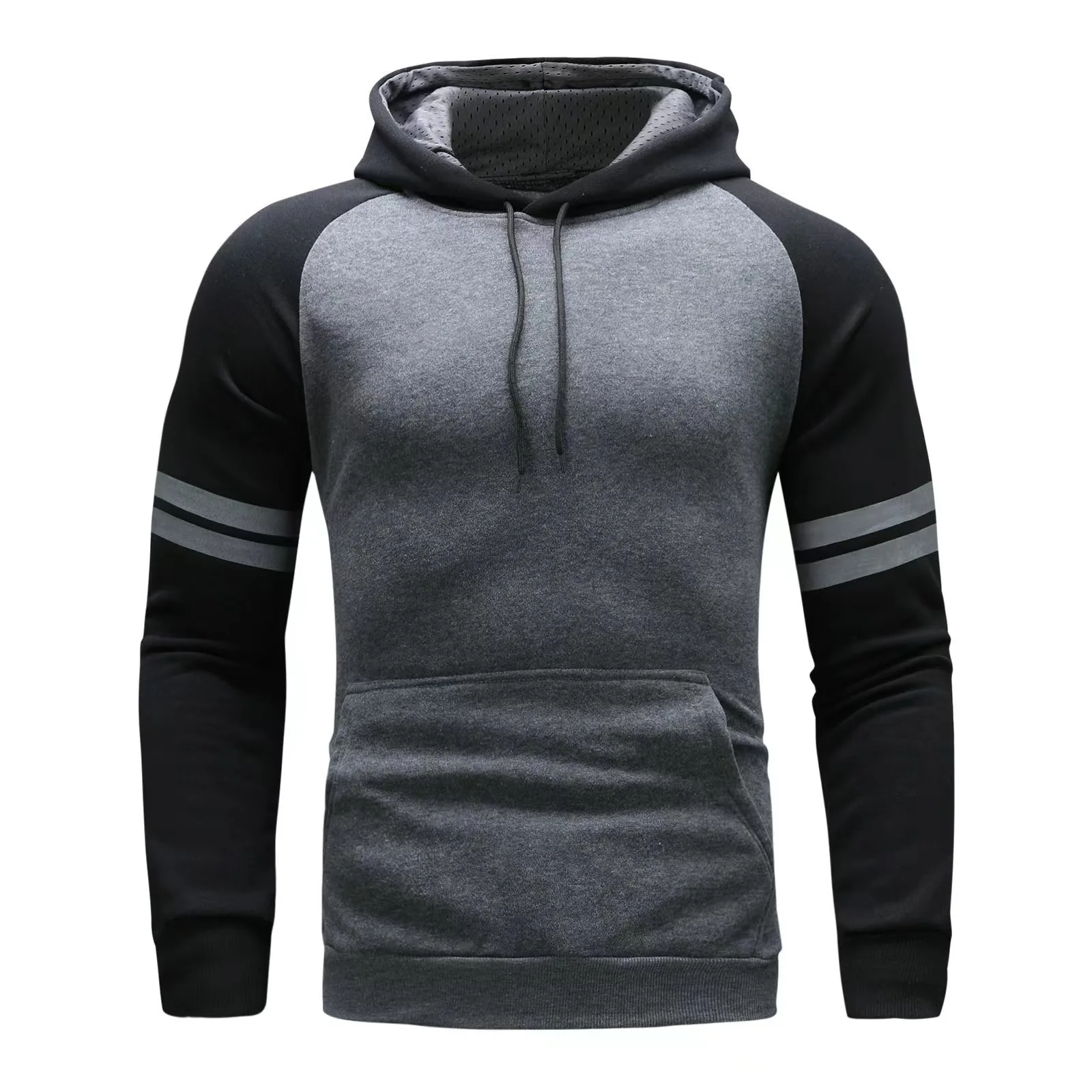 

Foreign trade Amazon sports fitness men's spring and autumn matching color striped hoodie