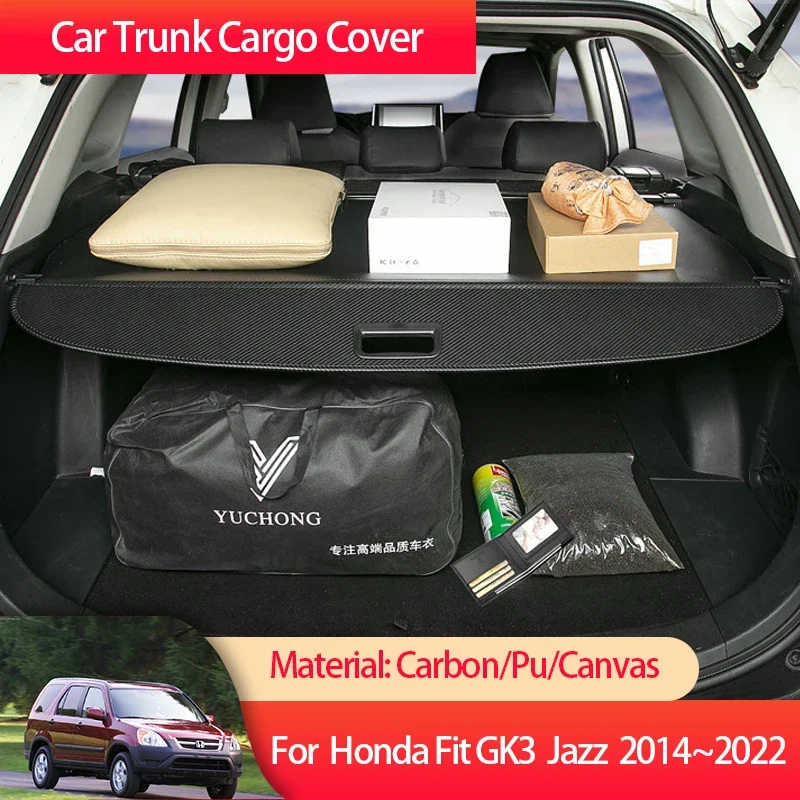 For Honda Fit GK3 4 5 6 7 GH7 GP5 6  Jazz 2014~2022 Car Trunk Cargo Cover Luggage Storage Rear Boot Tray  Shielding Shade Auto