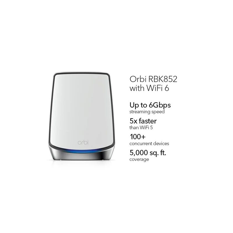 Netgaar rbk852 ax6000 malha wifi 6 sistema 1 roteador + 1 satélite orbi tri-band mesh wifi sistema 6 gbps cobre grande 5.000 pés quadrados