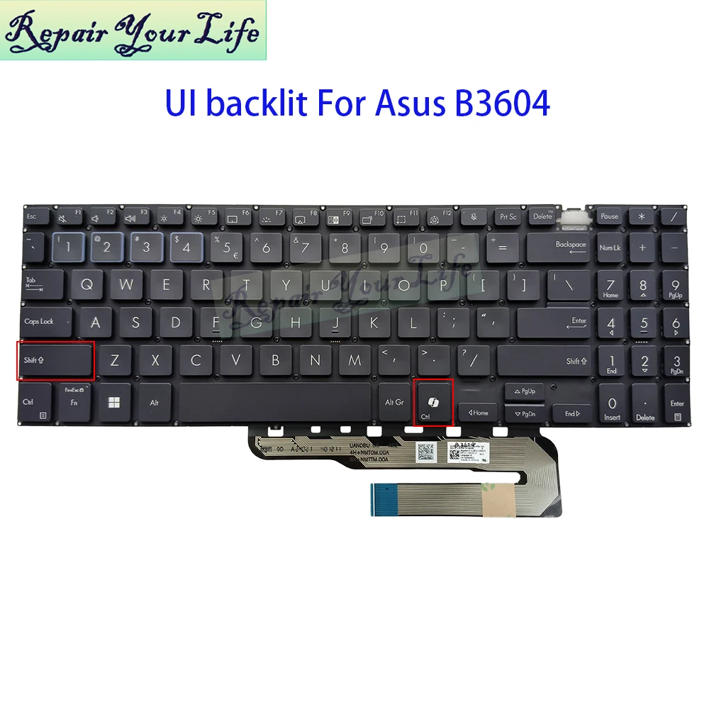 

US UI Backlit Keyboard For For ASUS ExpertBook B3 B3604 B3604CMA B3604CVA B3604C Notebook No Backlight 0KNX0-512DUI00 562AUI00