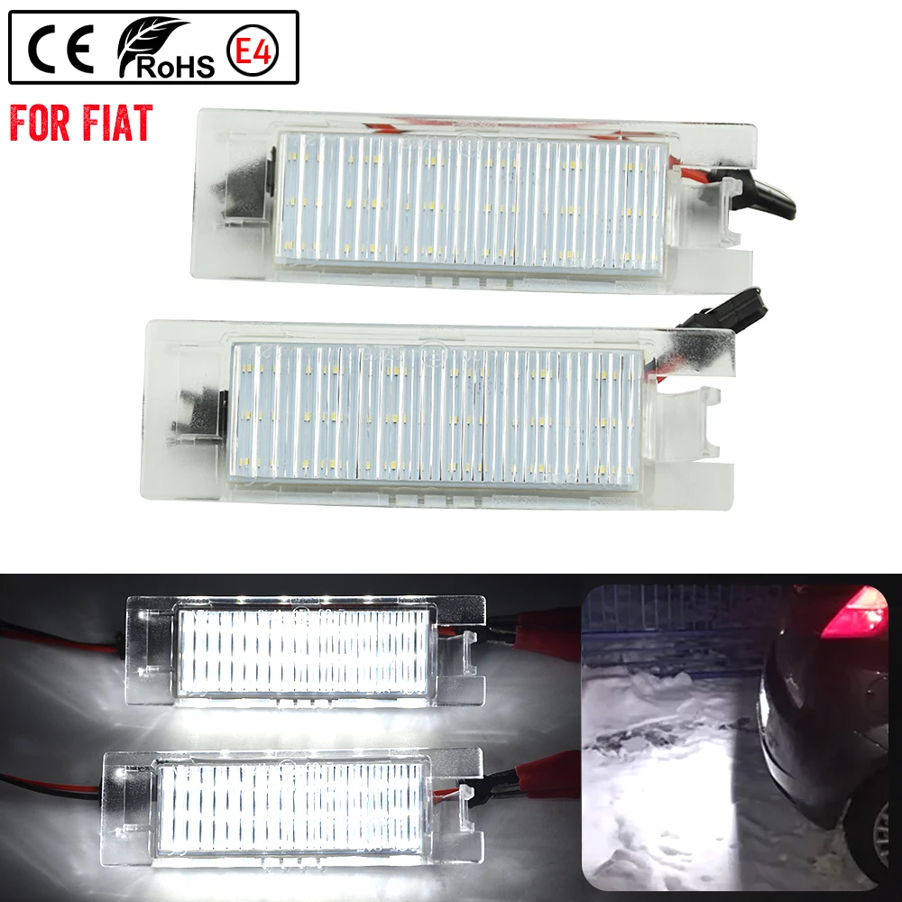 2PCS For Fiat Bravo 07-14 Grande Punto 05-09 Evo Doblo 500L LED License Number Plate Lights Lamp For Alfa Romeo 147 156 159 166