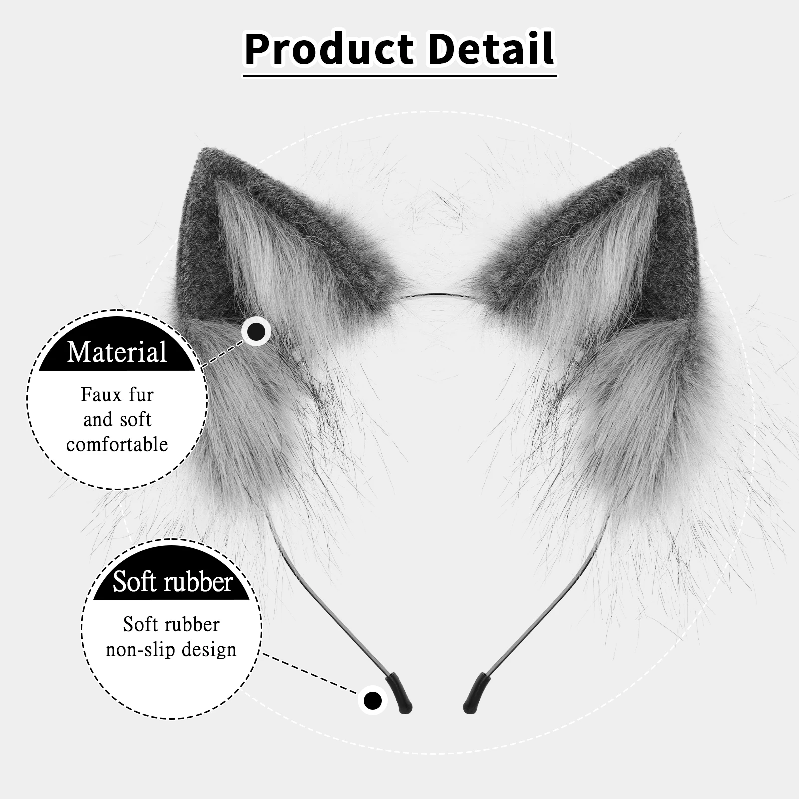Handmade Faux Fur Animal Ears Headband Furry Cat Fox Ear Hairhoop Headwear Costume Accessory for Cosplay Masquerade