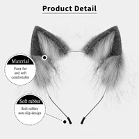 Handmade Faux Fur Animal Ears Headband Furry Cat Fox Ear Hairhoop Headwear Costume Accessory for Cosplay Masquerade 4