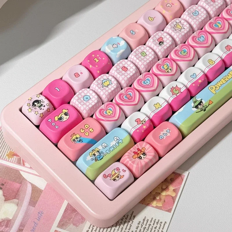 

Animation Theme Keycaps Cute Pink Cherry/moa Profile Pbt Hot Sublimation Keyboard Customized Anime Mechanical Keyboard Keycaps