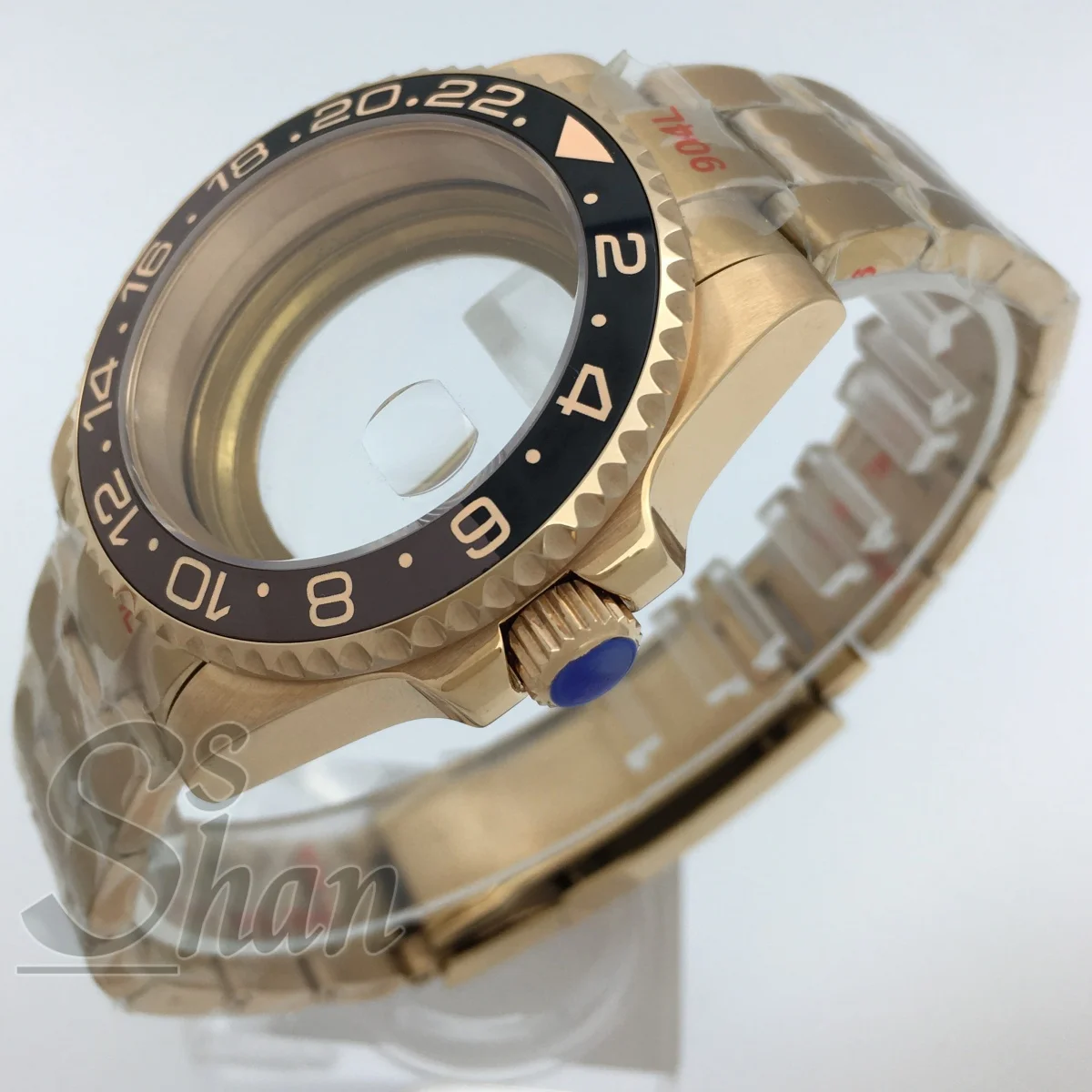 Caixa de ouro rosa 40mm, vidro de safira, moldura preta-marrom, pulseira de aço inoxidável adequada para movimentos nh34 nh35 nh36 eta2824 pt5000