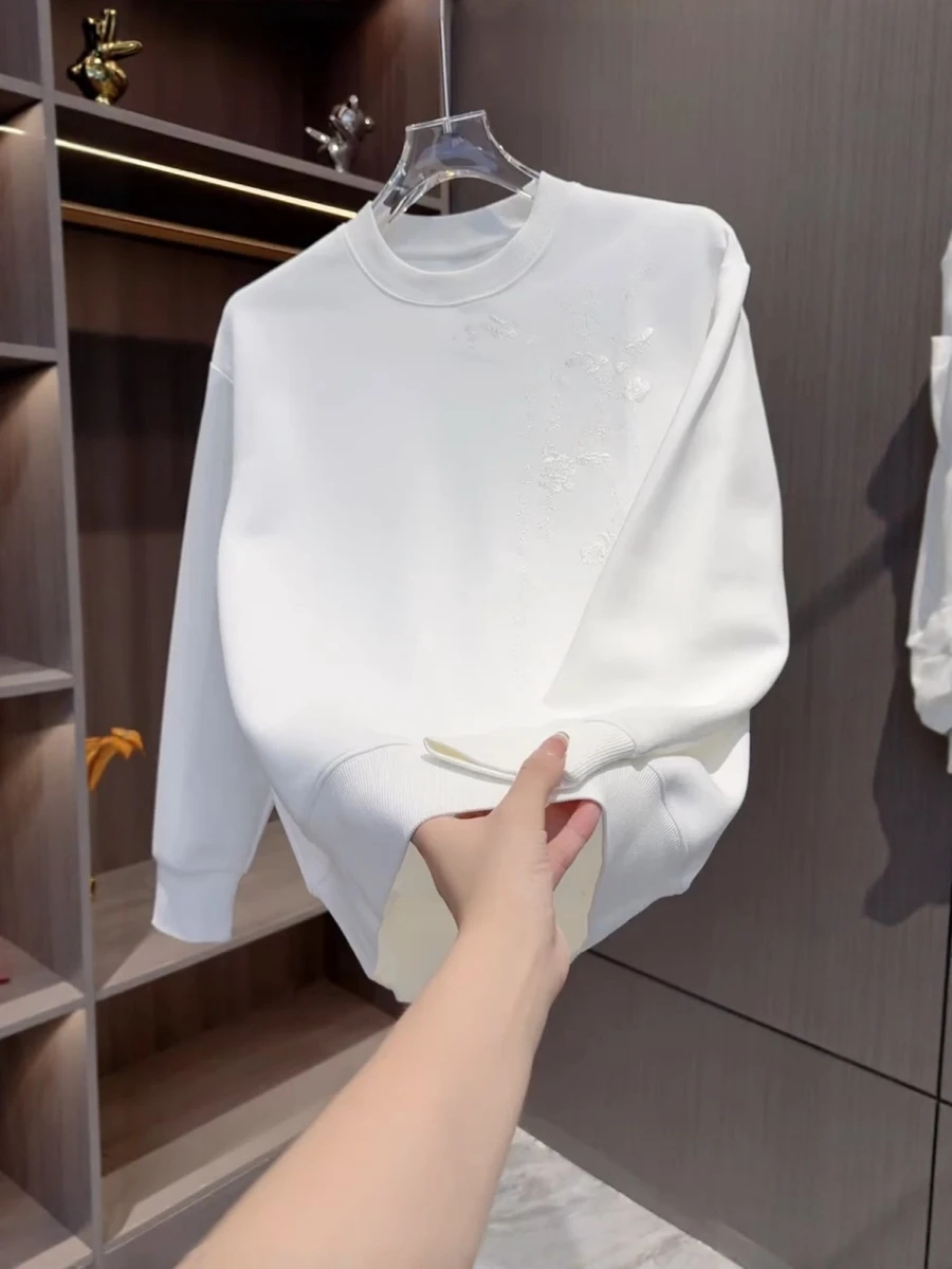 

Модный мужской свитшот с круглым вырезом и длинными рукавами, с вышивкой, удобный, повседневный, осенняя новинка 2025 года