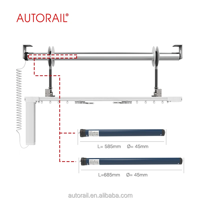 Sistem Pengangkat Tirai Motorisasi Nirkabel Siap Pakai TUYA Smart Curtain Track