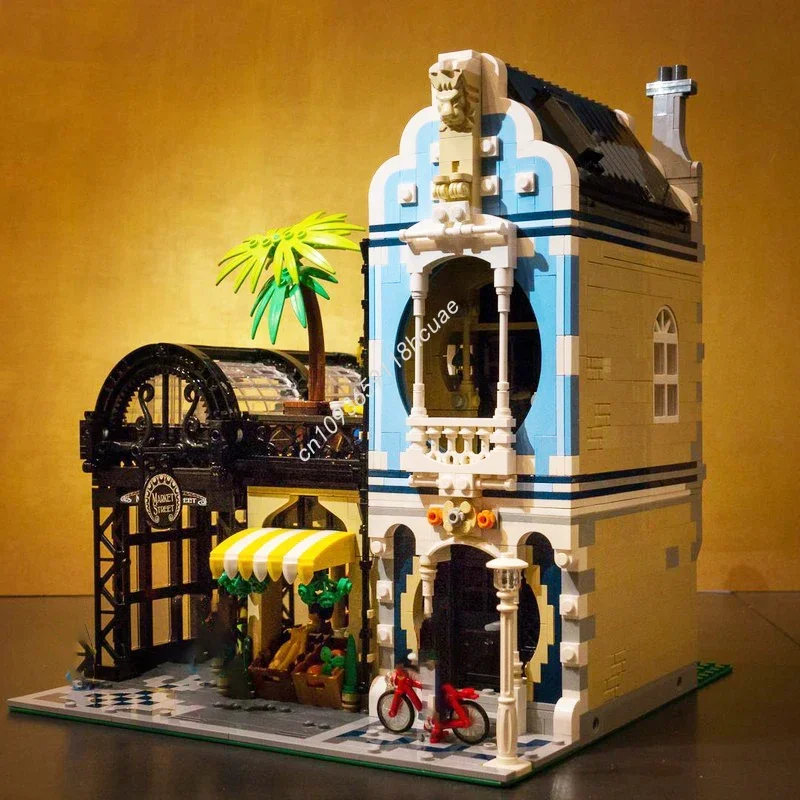 MOC-bloques de construcción modulares personalizados con vista a la calle, arte de construcción, modelo de mercado de calle, montaje creativo, ladrillos, juguetes de regalo para niños