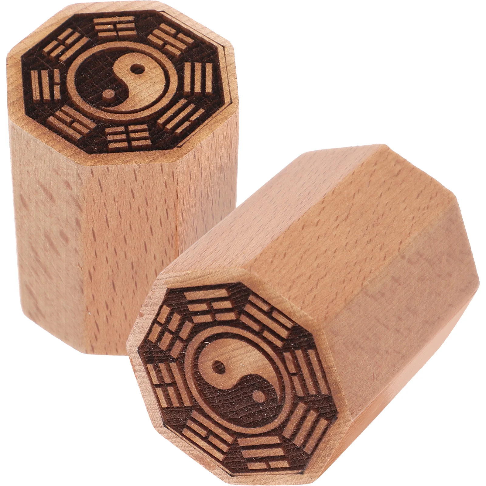

2pcs Vintage Wood Taoist Seal Stamp Compact Cultural Accessory For Scrapbooking Diary Planner Carving Craft Tool Reusable
