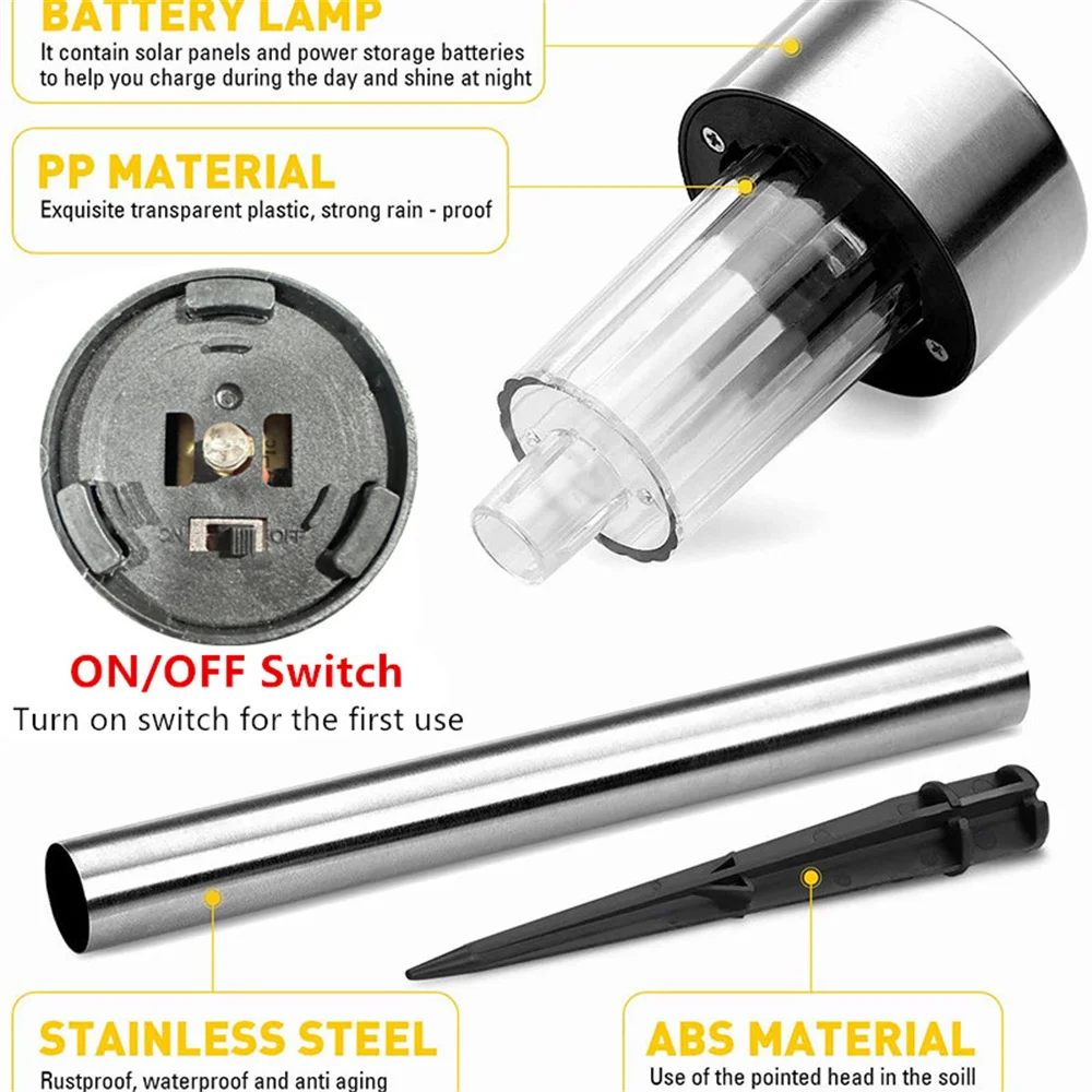 

10pcs Solar Stainless Steel Lawn Lamps Garden Night Lights Outdoor Landscape Lighting Villa Yard Lawn Step Park Decoration