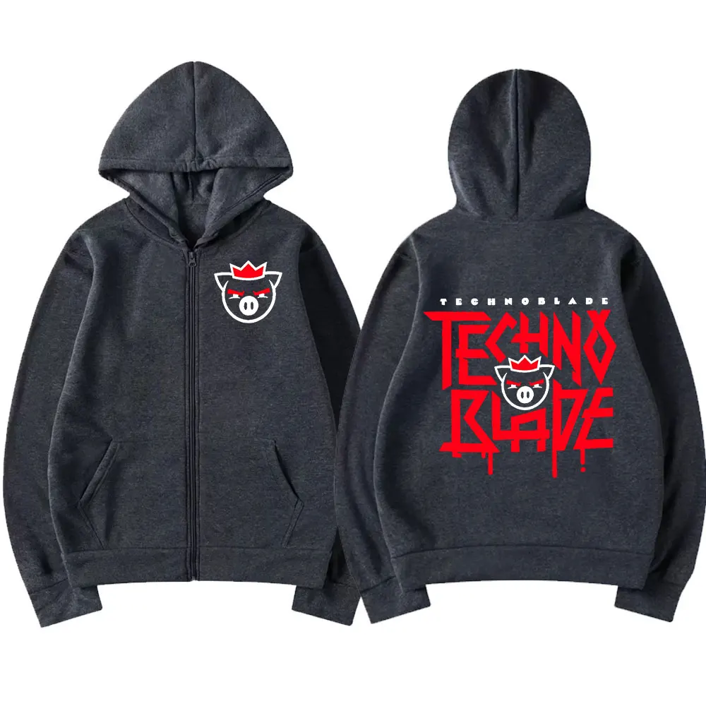 Technoblade-sudaderas con capucha para hombre y mujer, ropa de calle informal holgada con cremallera, estilo Harajuku, Hip Hop