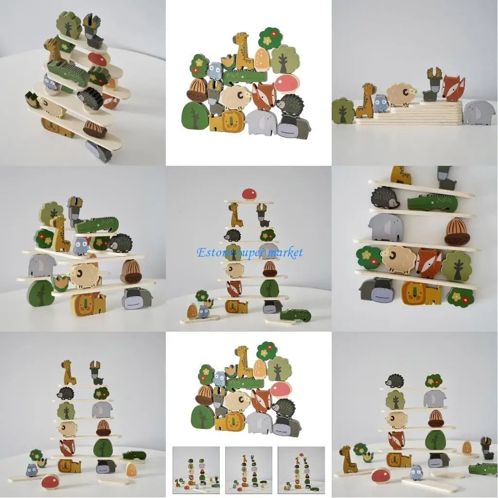 090B Houten Stapelen Kleurrijke Speelgoed Bouwstenen voor 1 2 3 Jaar Oude Peuters Educatief Peuter Voorschoolse Speelgoed