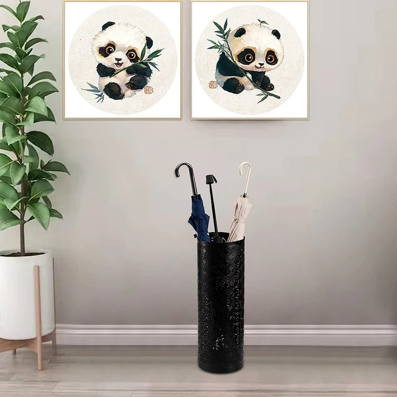 Metal Umbrella Barrel Household Simple Square Round Umbrella Rack Lobby Moisture-Proof Umbrella Storage Barrel-AT35
