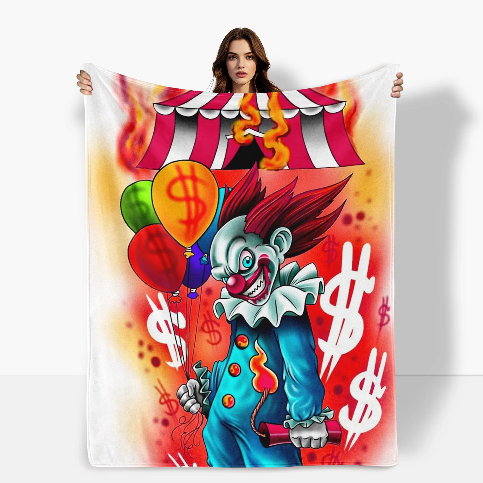 Joker Themed Flame Yellow Balloon Pattern Warm Blanket For Stylish Home Decor And Ultimate Coziness During Chilly Evenings