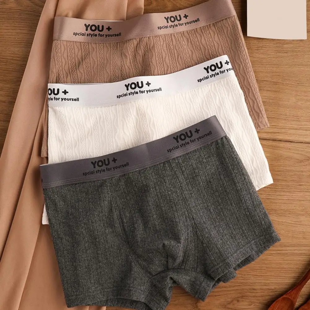 Boxer Underwear for Men Men's Breathable Boxer Underwear Elastic Mid-waist Comfortable Shorts Letter Print U-convex for Daily
