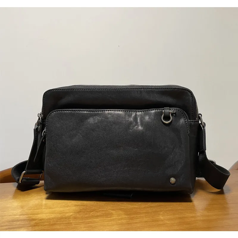 Vegetable tanned leather large capacity genuine leather retro first layer cowhide messenger bag