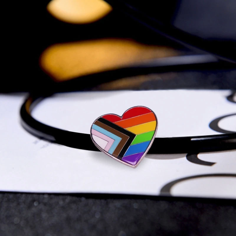 Rainbow Brooch Pins Heart Pride Pin for Cloth Bag Backpack Hat Decor Progress Pride Lapel Pin Festival Badge